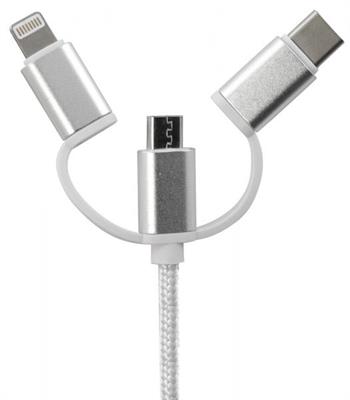 CAVO 3IN1 MICRO USB-LIGHTNING-TYPE-C 1 METRO BIANCO