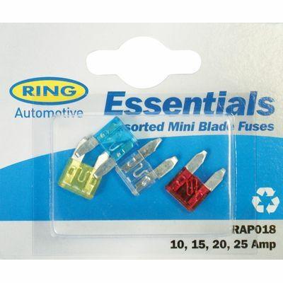 RING 4 FUSIBILI MINI LAMELLARI 10, 15,20, 25 AMP