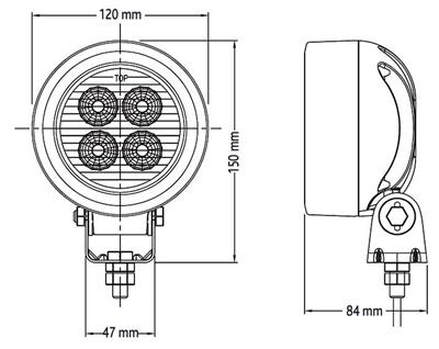 #RING FARO DA LAVORO TONDO 4 LED MM120 12W VOLT 9-50V