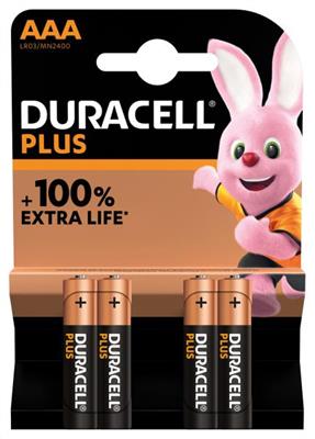 DURACELL PLUS PILA MINISTILO AAA 4PZ.