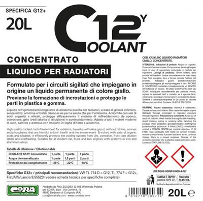 CORA COOLANT 12Y GIALLO CONCENTRATO 20L